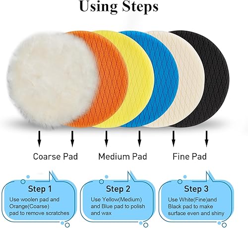 Miniatura 4 de Autolock Almohadillas de pulido de 3 pulgadas, 6 piezas de cara de 3.5 pulgadas de 3.346 in para placa de respaldo de 3 pulgadas, esponja de pulido