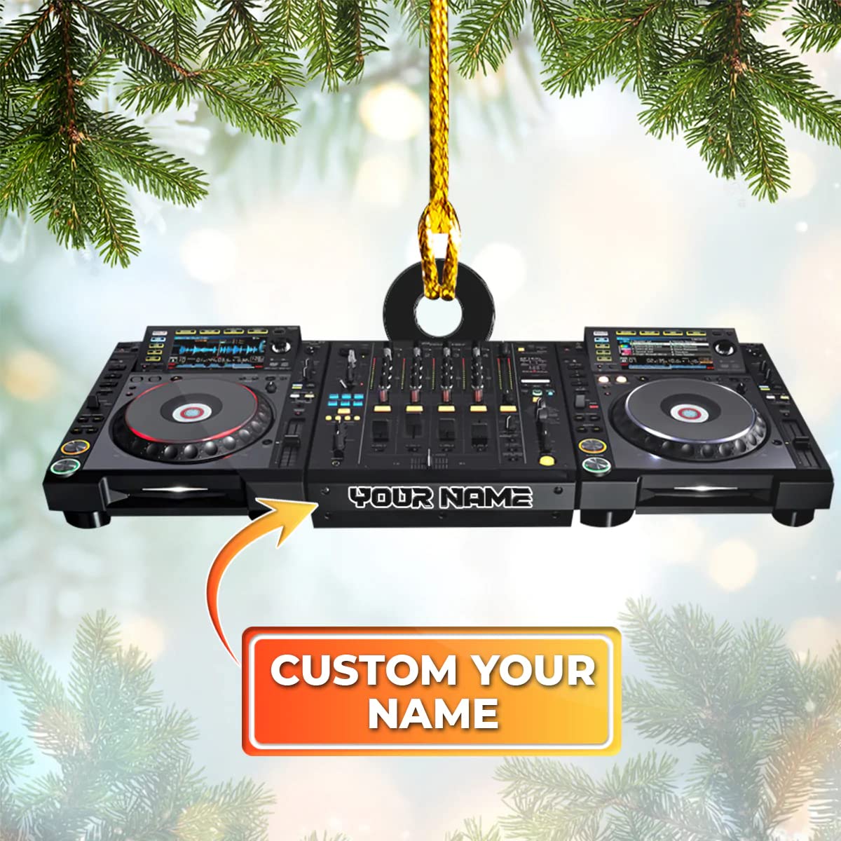 DJ Table Custom Name Stained Glass Effect Acrylic Christmas