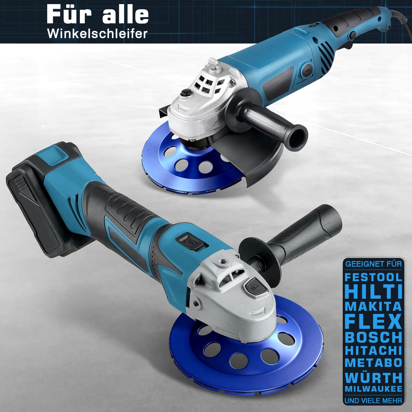 2tlg Diamant Schleiftopf 180mm, Diamant Schleifscheibe für Winkelschleifer & Betonschleifer, Doppelreihig Turbo Schleifteller Topfschleifer zum Beton Stein Naturstein Fliesenkleber Granit Mauerwerk
