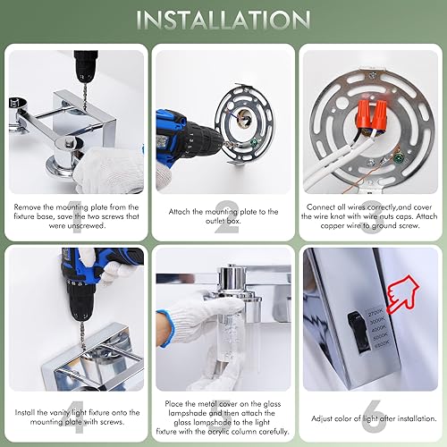 Miniatura 164 de Quntis Lámparas de baño negras de 4 luces con 5 modos de color, lámpara de tocador moderna regulable de 27 pulgadas sobre espejo, lámpara de pared