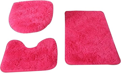 Miniatura 3 de Fufafayo Alfombra de baño de 3 piezas, alfombra de bañera antideslizante súper suave y absorbente, alfombra de baño, alfombra de baño de felpa para