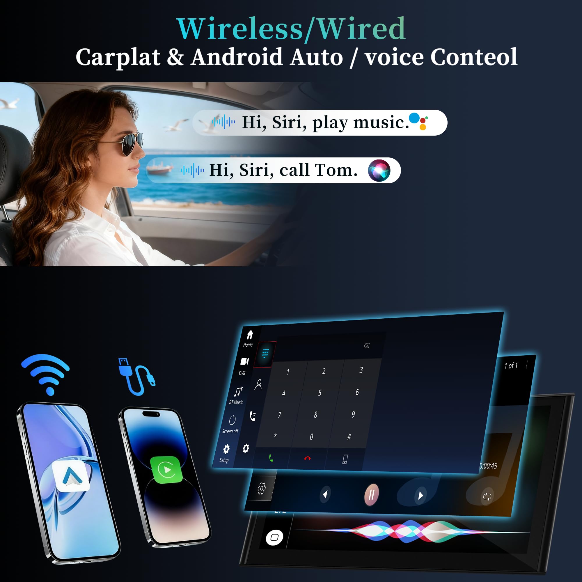 Aktualizacja ekranu Linux 25.0 cm do Audi A3 S3 RS3 8V MIB1 MIB2, Wireless CarPlay i Android Auto, lustrzanie ekranu, kamer samochodowych