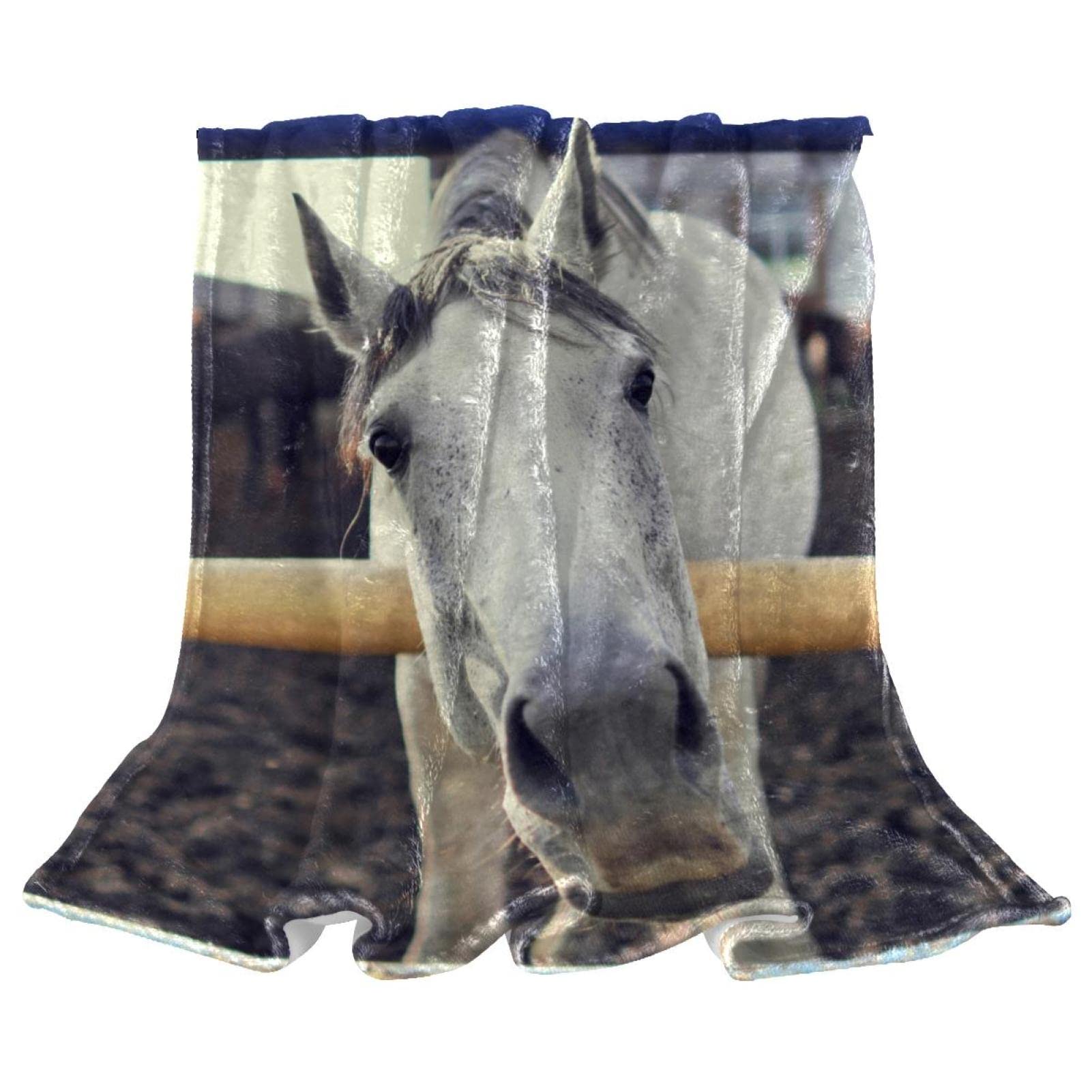 Couvre-lit doux cheval blanc moelleux et couverture lit enfants