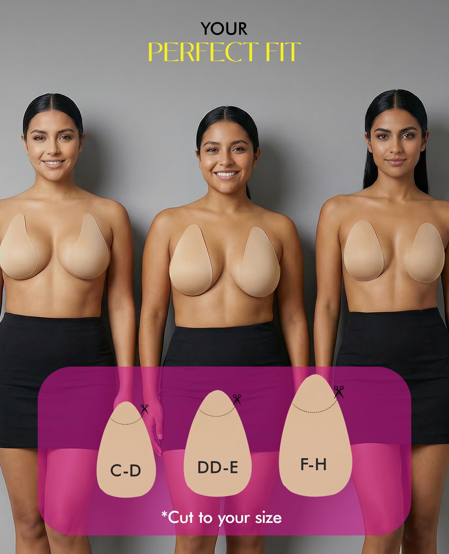PINQ POLKA Breast Lift Tape Pasties 6 Pcs for DD-E Cups Size Ideal for Sagging Breasts with 10 Nipple Pasties|Skin Friendly Adhesive| Push Up Breast Tape Pasties | Nude Colour | Combo of 16 pcs 2
