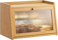 GHWIE Large Bamboo Bread Box with Acrylic Door - Easy Access, Cleaning & Countertop Storage for Bread, Pastries (Natural Medium)