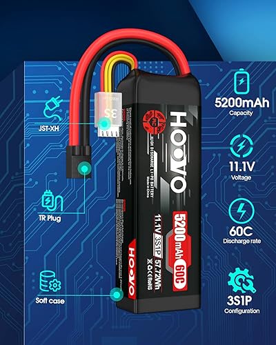 Miniatura 2 de HOOVO 11.1 V 5200 mAh 60C 3S LiPo Batería TR Plug para RC Car RC Truck Avión Helicóptero Barco Coche 2 Paquetes Lipo Bolsa a prueba de explosiones