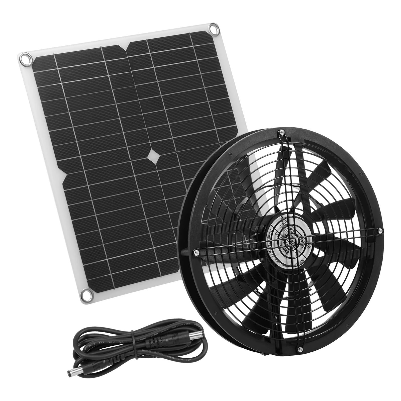 Ventilatore da condotto, Ventilatore di scarico da 100 W con pannello solare, custodia di ventilazione rotonda for pollaio, serra, capannone all'aperto,Ventilazione