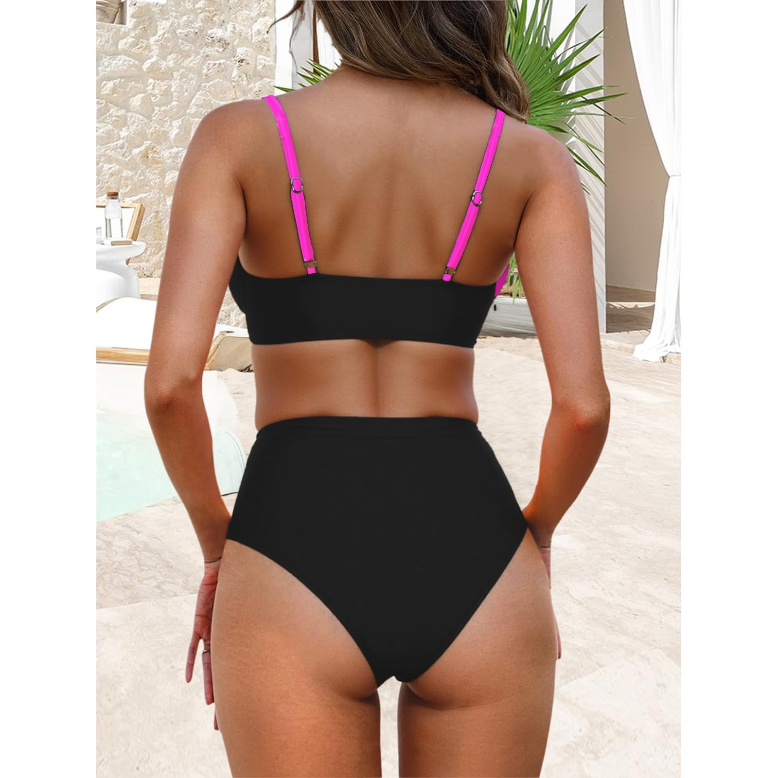 Damski dwuczęściowy kostium kąpielowy, dekolt w kształcie litery V, skrzyżowane bikini, moda kąpielowa, kontrola brzucha, zestawy bikini