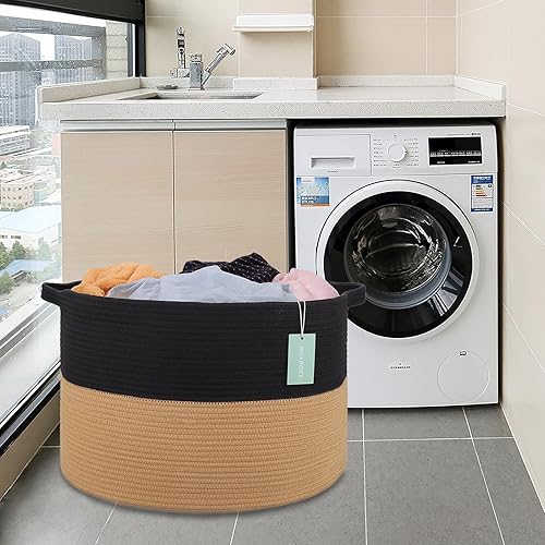 Miniatura 8 de BOSROTY Extra Large Blanket Basket, Laundry Basket, Cotton Rope Basket, 21.7x 13.8, Laundry Hamper, XXXL Storage Basket, Woven Basket, Toy Basket,