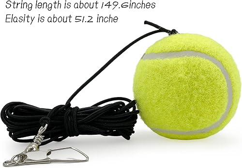 Miniatura 2 de TaktZeit Pelotas de tenis con cuerdas de repuesto para entrenador de tenis, pelotas de tenis para rodapié de rebote, herramienta de entrenamiento de