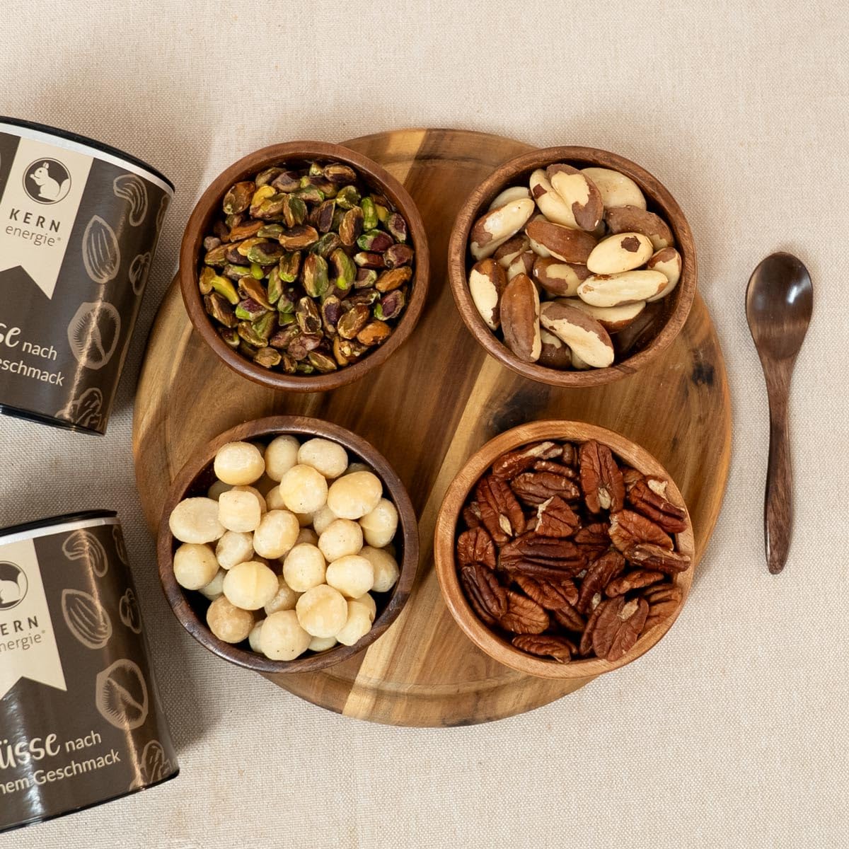KERNenergie Premium-Nuss-Bundle – hochwertige Macadamianüsse, Paranüsse, Pekannüsse und Pistazien – hochwertige Nüsse Großpackung – 800g