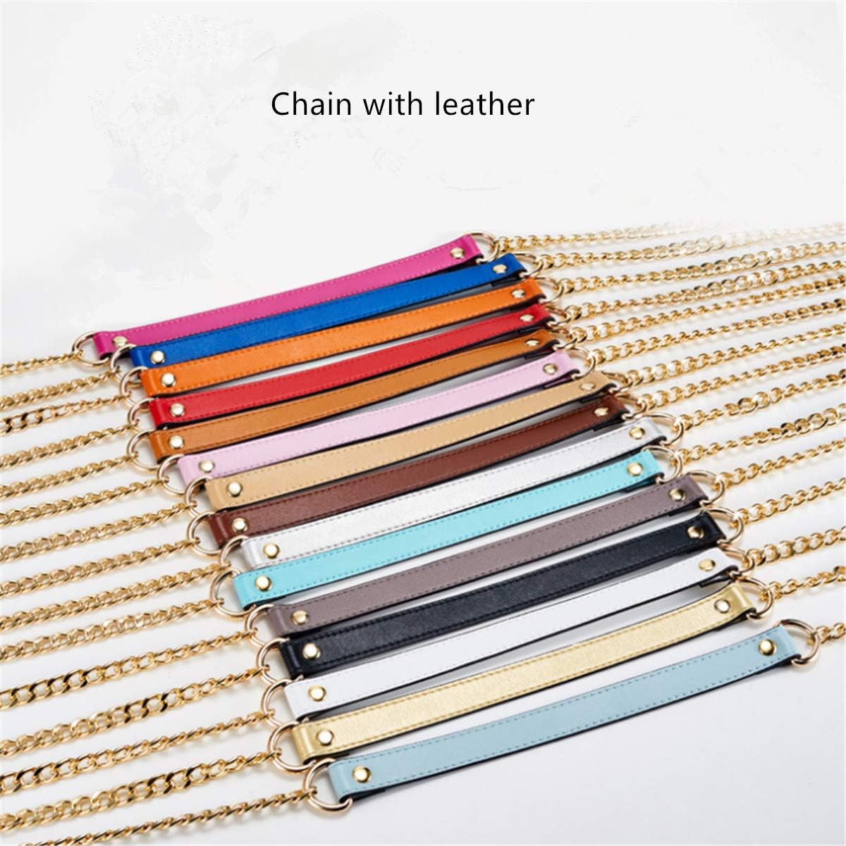 ESUPPORT Purse Straps Replacement Leather Metal Chain For Crossbody Handbags Shoulder Bag Wallet DIY 43.31 Inch Long - Image 8