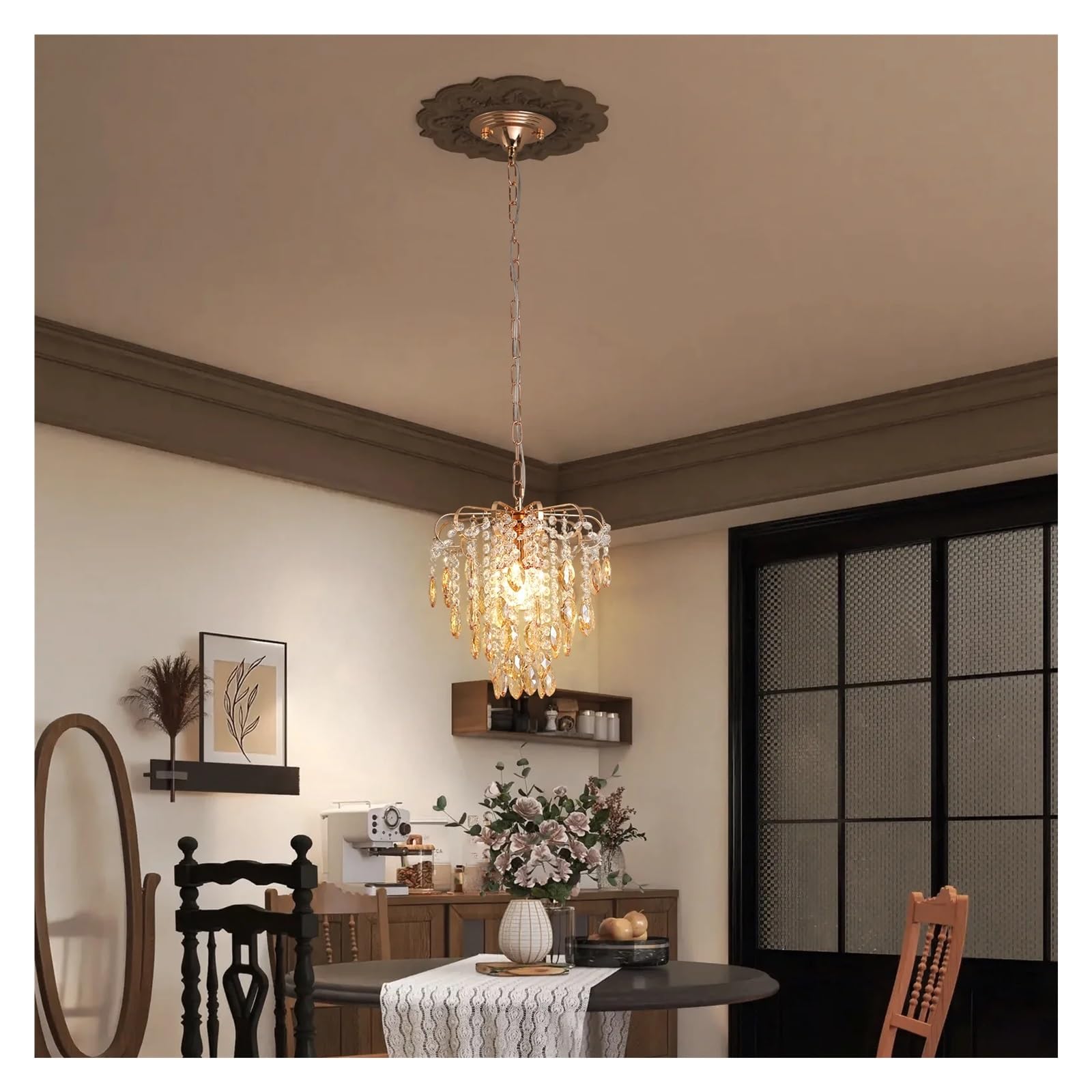 ZTCHSENZT Nordic Pendant Light Gold Crystal Led Kitchen Island Ceiling Lamp Chandelier Living Dining Room Decor Luxury Hanging Fixture,Cold White-28 * 28cm