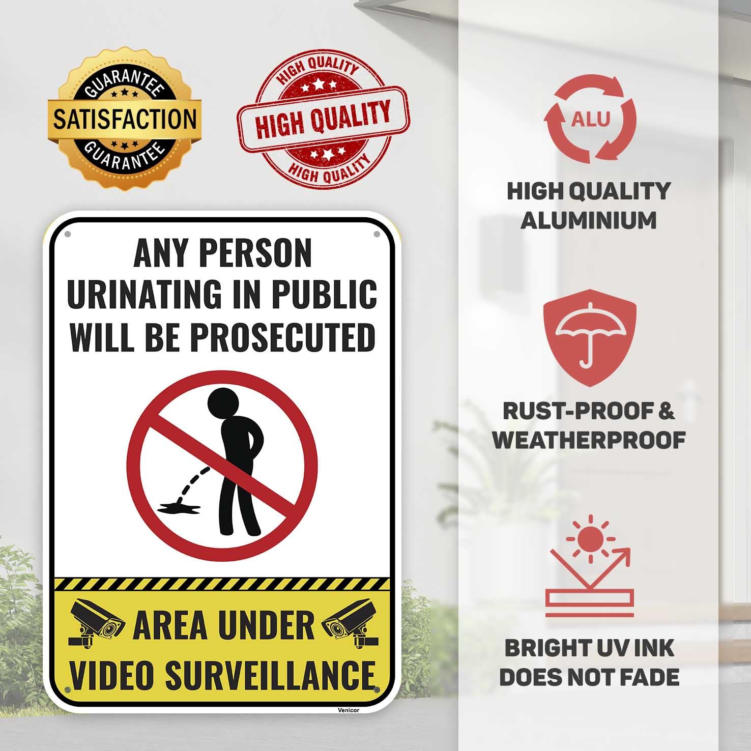 1PC No Peeing Urinating Sign, 14 x 10 Inches - Aluminum - No Pee Sign — Amazon image 3