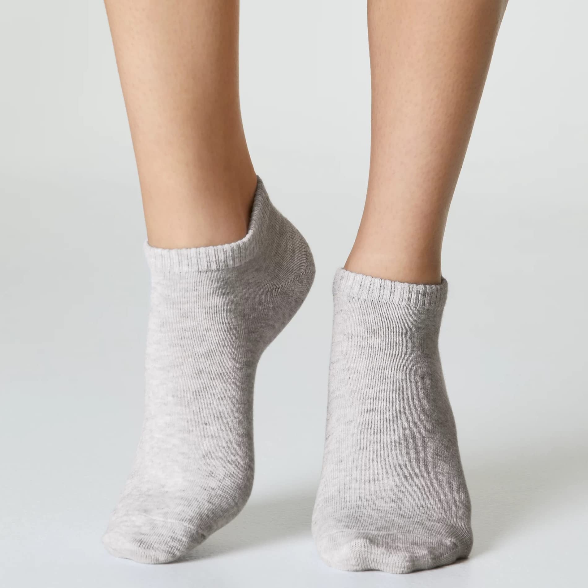 LEALDEALZ Ankle Socks for Men & Women (Unisex) - Made with Soft, Breathable & Durable Cotton, Anti Odour, Melange Grey Color - Free Size - Pack of 5 - suitable for Sports, Gym and Daily use 2