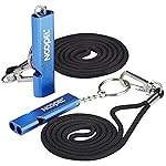 Noopel Emergency Whistles Lifeguard Safety Whistle with Lanyard and Keychain for Outdoor Camping Hiking Boating Hunting Fishing Kayak Kids Rescue Signaling Loud Survival Whistle (2 Pack Blue)