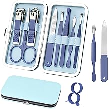 Manicure Set 8 in 1 Nail Clipper Set,RedFlow Nail Clippers,Fingernail &amp; Toenail Clippers,Manicure Tools,Pedicure Tools,Suitable for Travel Manicure Kit,Nail Set Kit with Everything Profe (Blue)