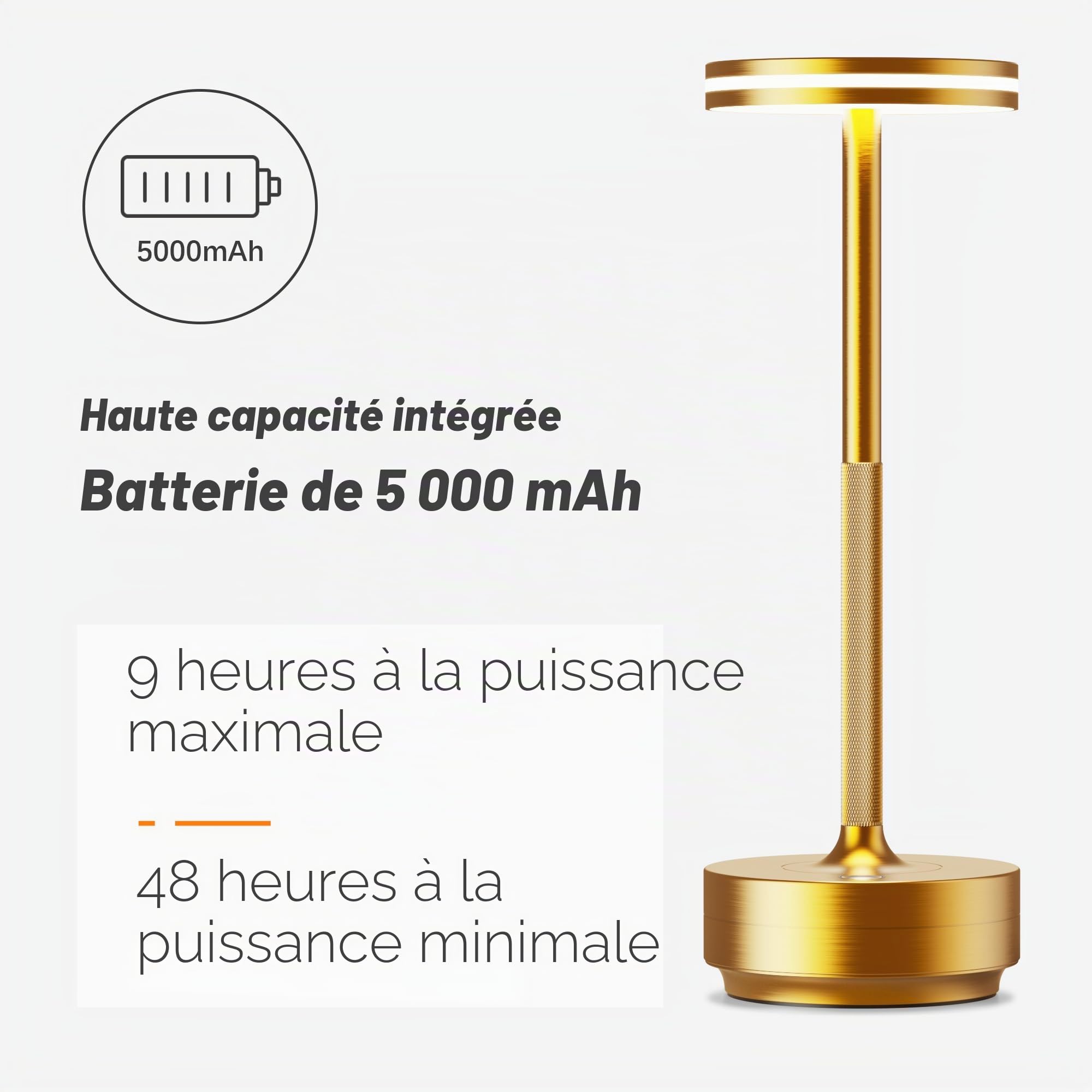 Hapfish lampe de table rechargeable,5000mAh lamp sans fil tactile 2PCS,IP54