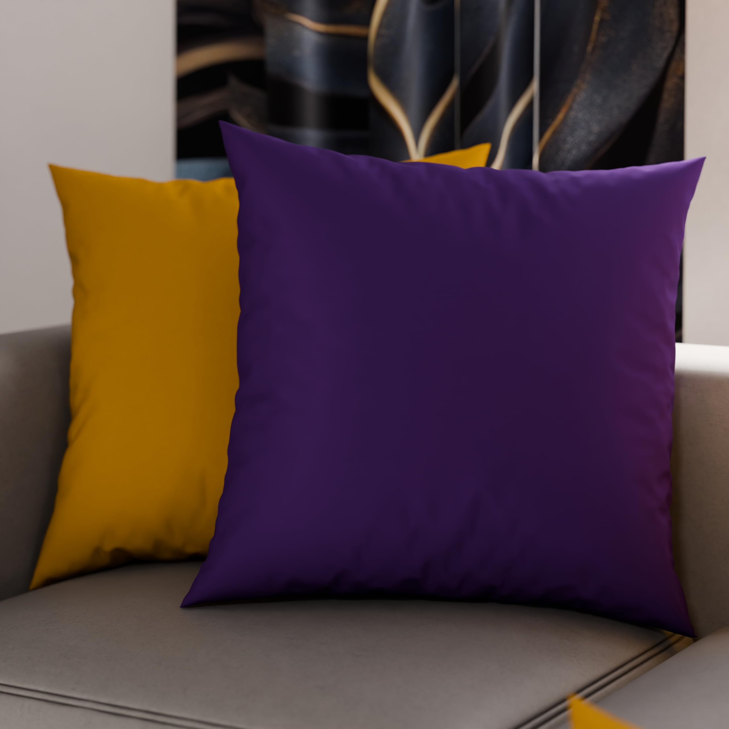 PETTI Artigiani Italiani - Pair of Microfiber Pillowcases 65x65 cm, Bedroom Cushions, Sofa, Set of 2 Cushion Covers, Double Face Pillowcase Purple Yellow Ochre โ image 1