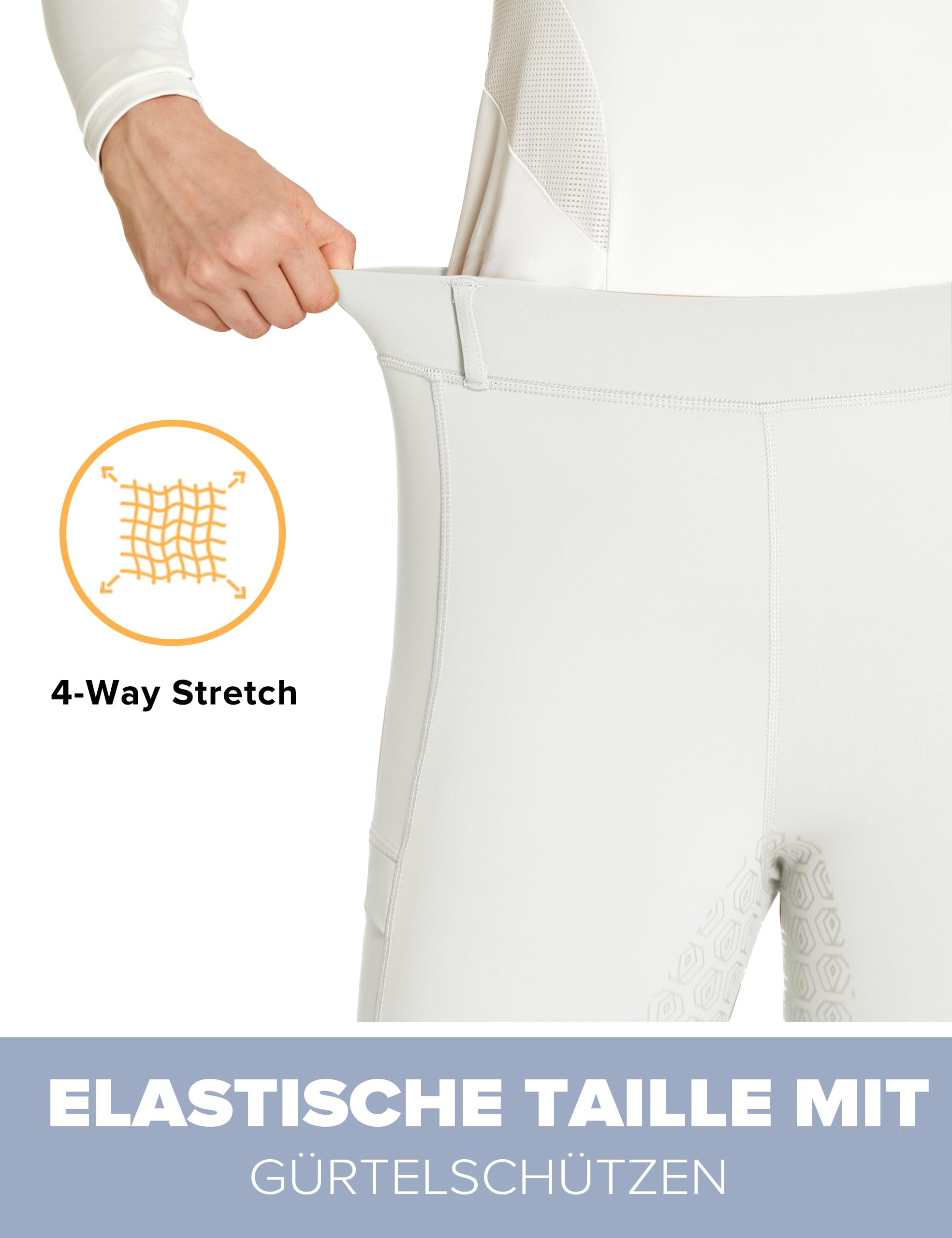 FitsT4 Sports Leggings de equitación para mujer, de silicona, con funda para teléfono móvil y trabillas para cinturón, para equitación