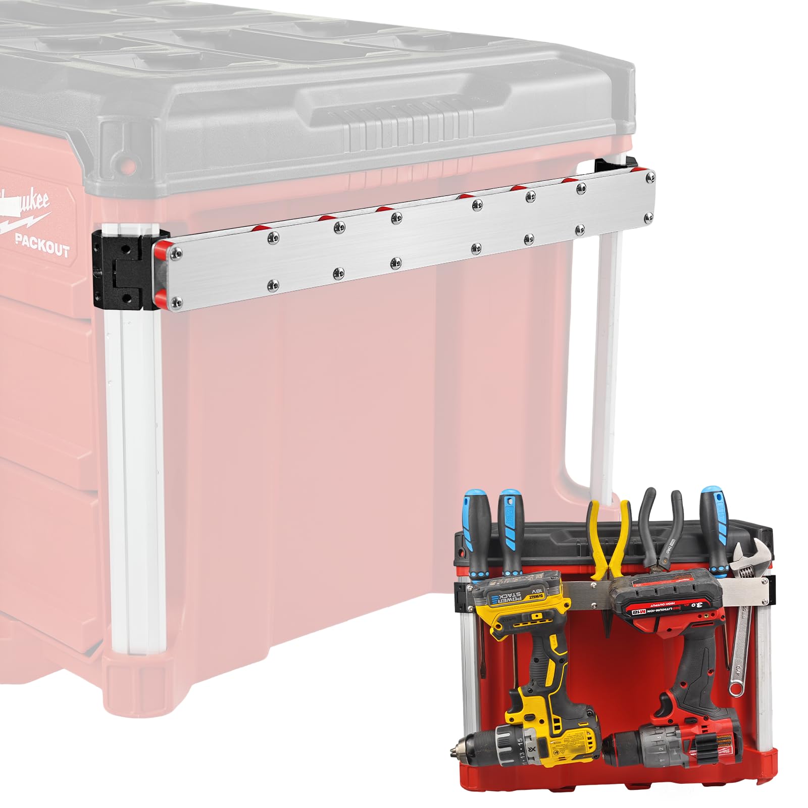 Soporte para taladro eléctrico Milwaukee, soporte lateral para organizador de caja de herramientas