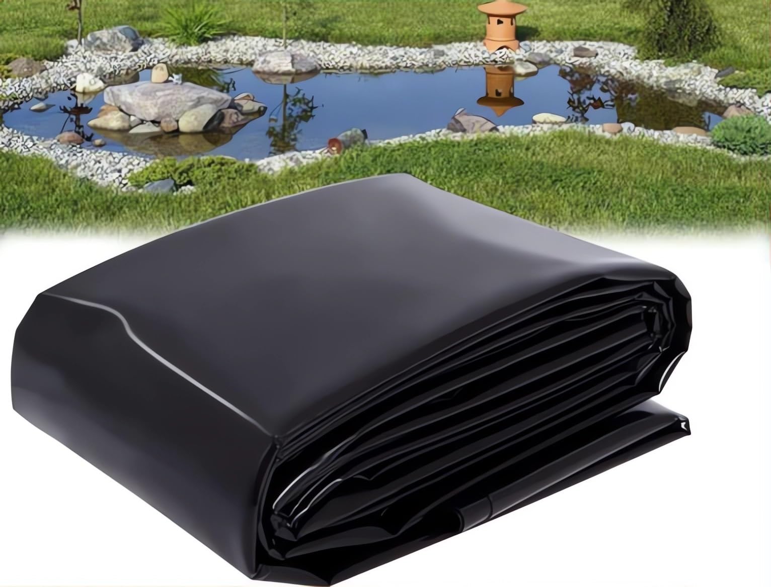 Revestimiento De Estanque Jardín, Lona para Estanque, Tela Asfáltica Negro El Plastico, Antienvejecimiento, Impermeable, Proteccion Solar, Aplicable A Estanque Prefabricado, Estanque para Tortugas(4mx