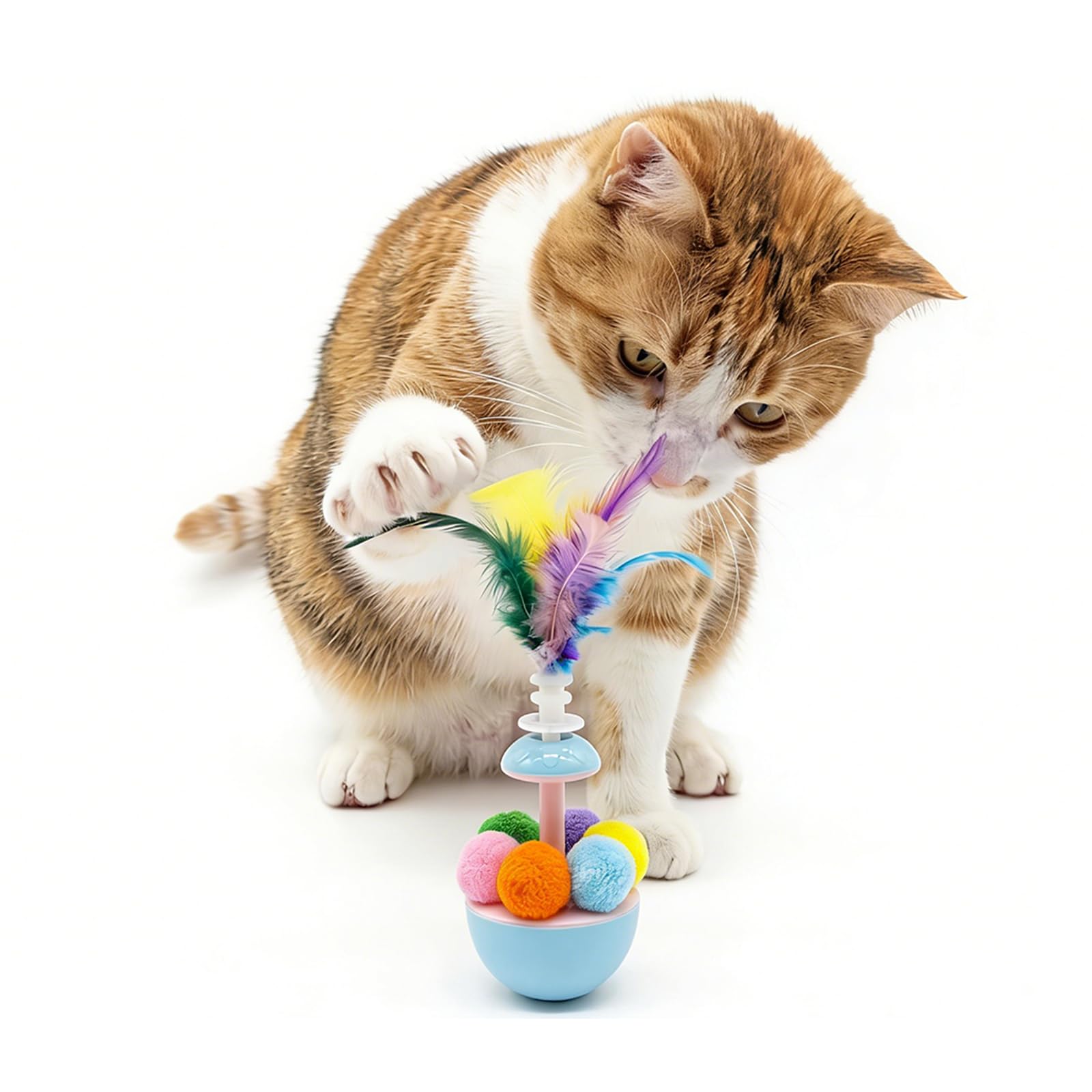 Jouet interactif pour chat d'intérieur Walfront avec plumes et ressort rotatif