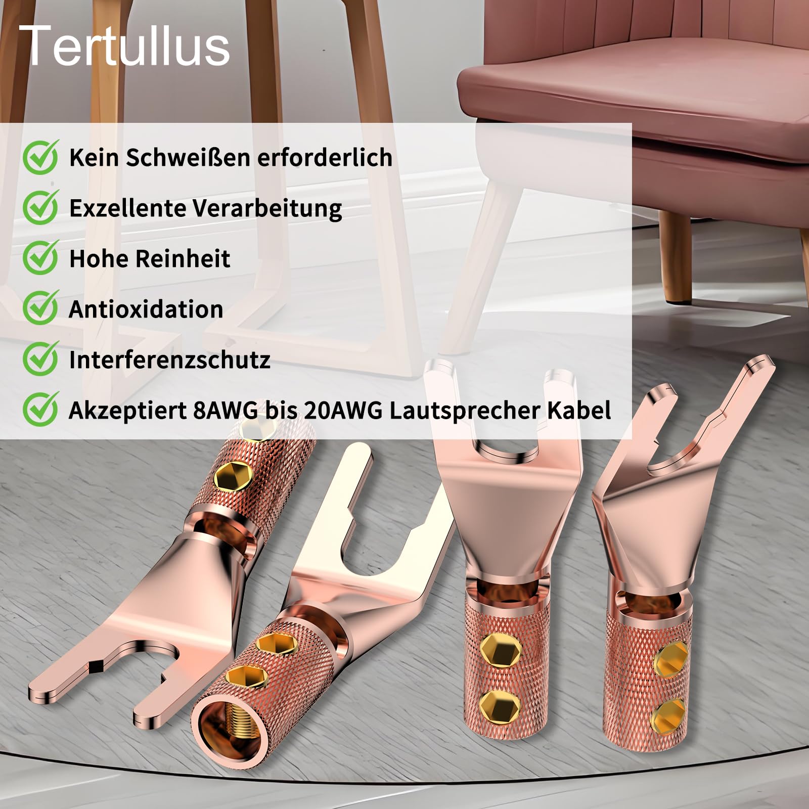 Tertullus 8 pezzi di alta qualità in rame puro HiFi capicorda altoparlante viti High End Y maschio per cavo altoparlante fino a 4,5 mm