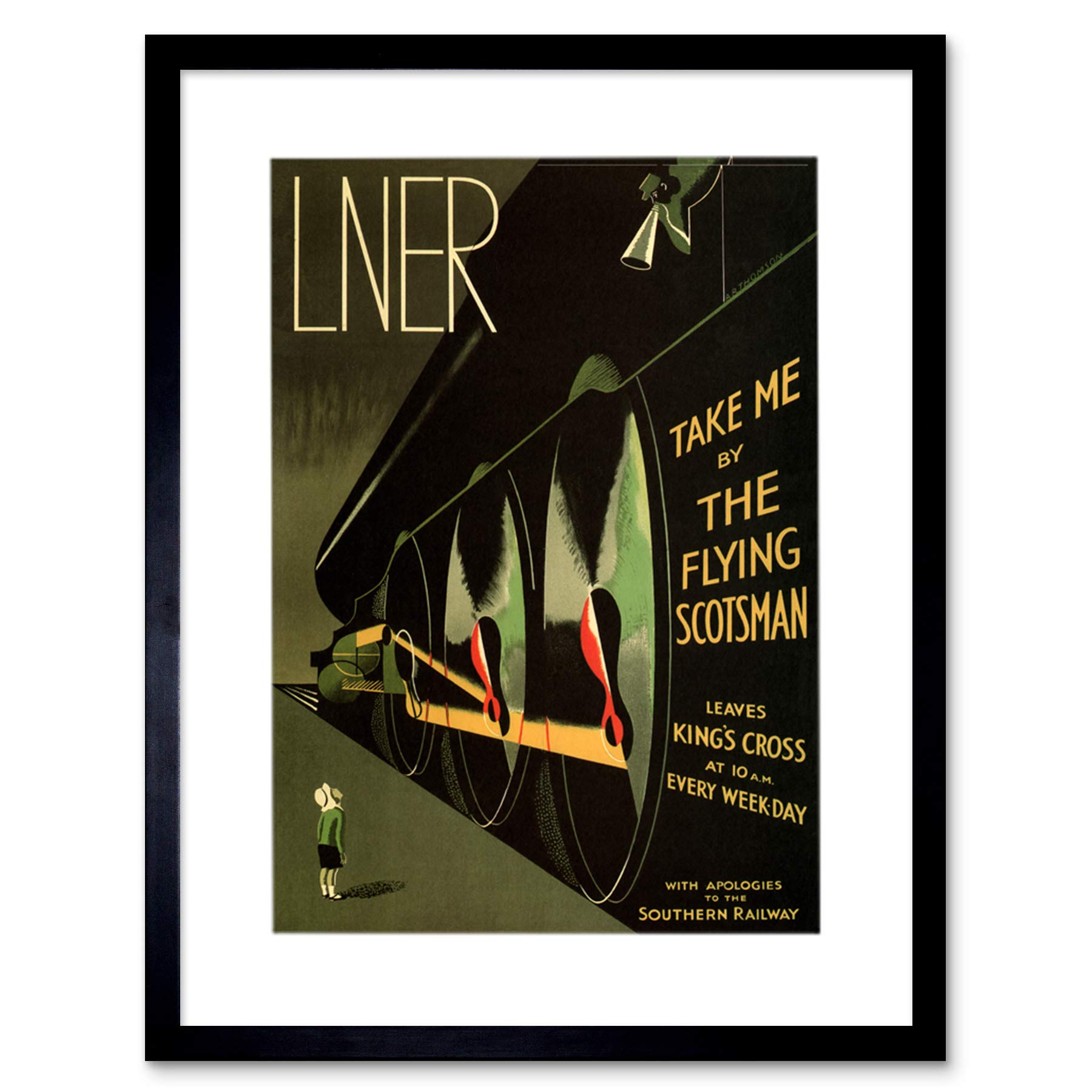 Wee Blue Coo Lner Railway Flying Scotsman UK Locomotive Ad Picture Framed Wall Art Print
