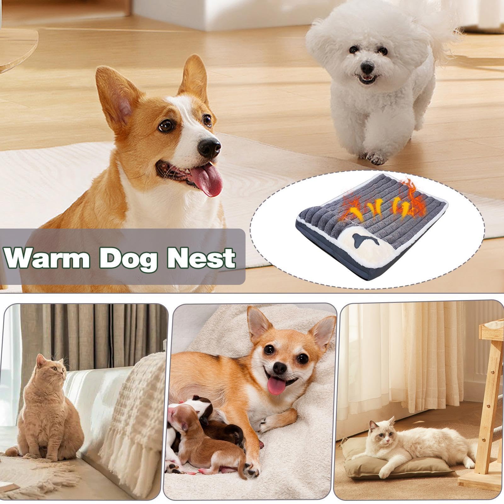 Tapis de cage pour chien – Lavable et antidérapant pour petits chiens, coussin doux pour dormir et confortablement, réduit l'inquiétude et l'anxiété