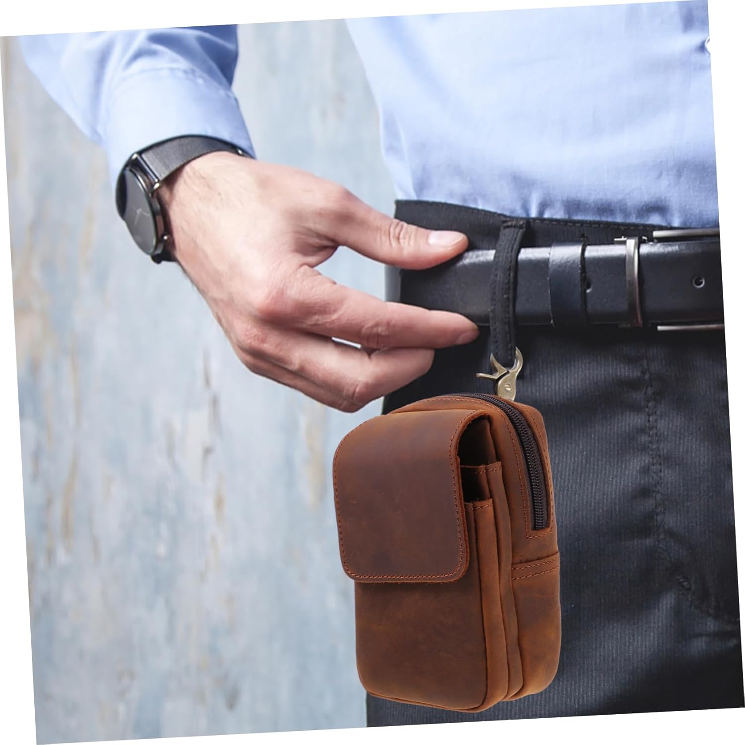 Balacoo Multifunctional Leather Waist Bag for Men Outdoor Cellphone Pouch Adjustable Phone Storage Bag for Travel