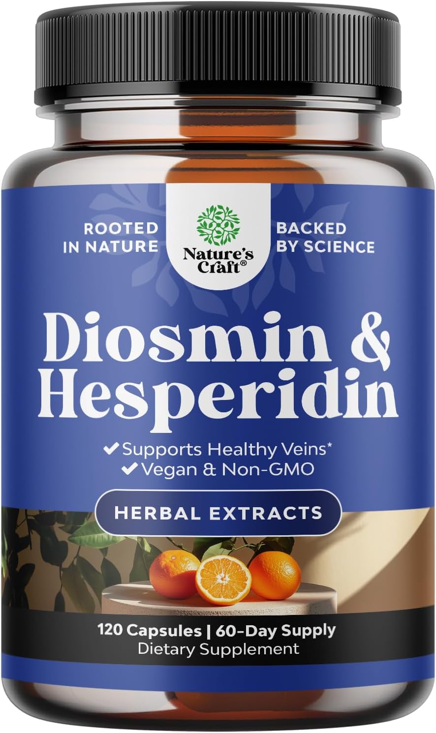 Diosmin Hesperidin 1000mg Complex for Circulation - Hesperidin & Diosmin Complex 1000mg from Bitter Orange for Vein Support - ISO 17025 Lab Tested - Vegan Non-GMO & Gluten Free 120 Count (Pack of 1)