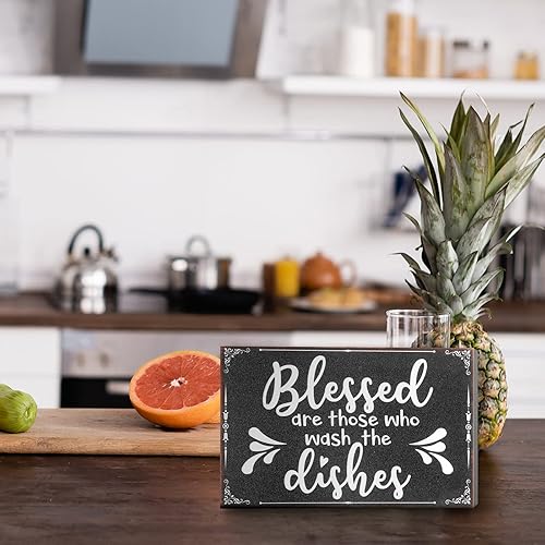 Miniatura 7 de Decoración de madera de granja de cocina en blanco y negro, decoración de pared de cocina moderna, rústica, decorativa, divertida, bandeja de arte