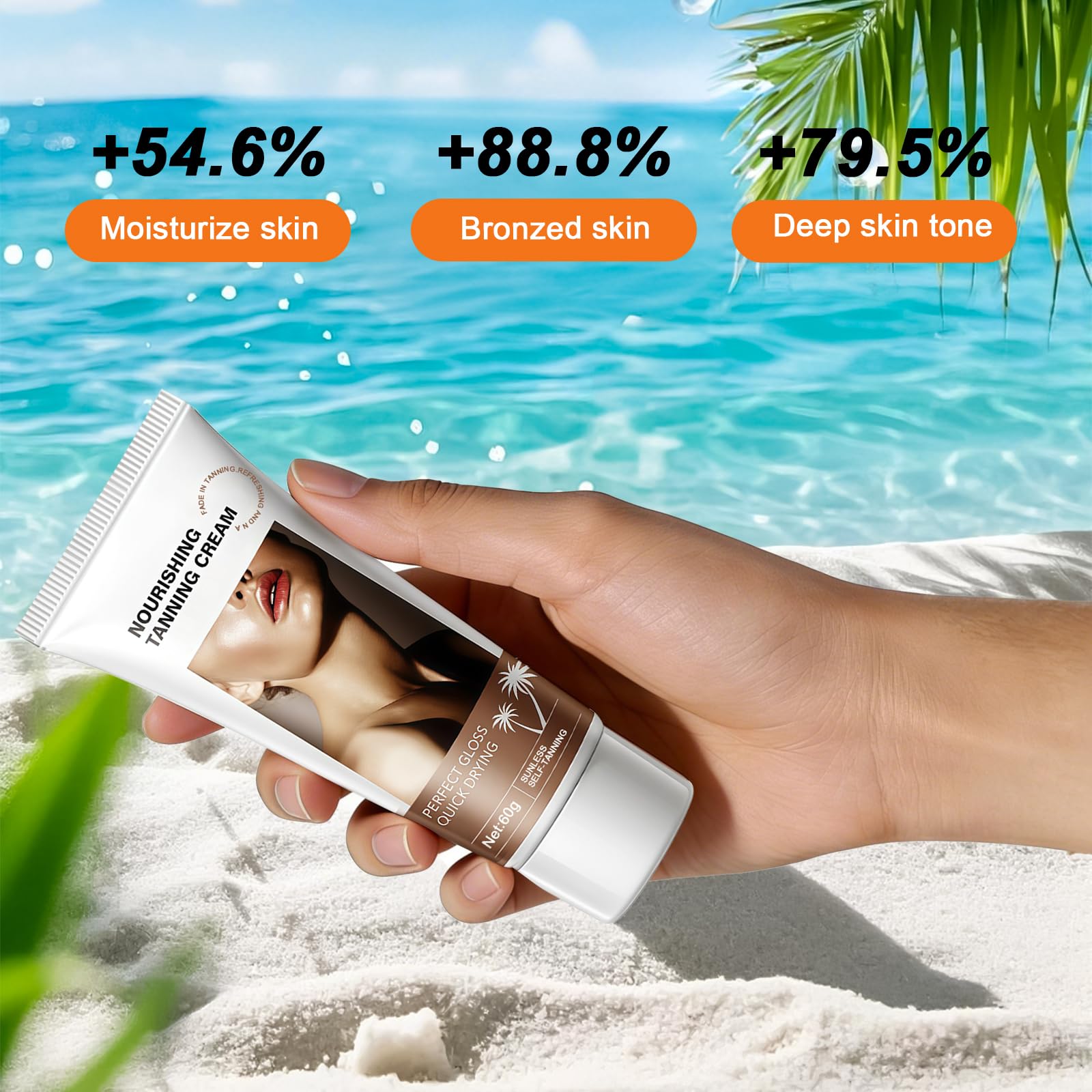 Autoabbronzante Viso E Corpo,Autoabbronzante corpo,Crema Abbronzante,Effetto Abbronzatura Naturale Progressiva, Abbronzatura Forte e Duratura 60g