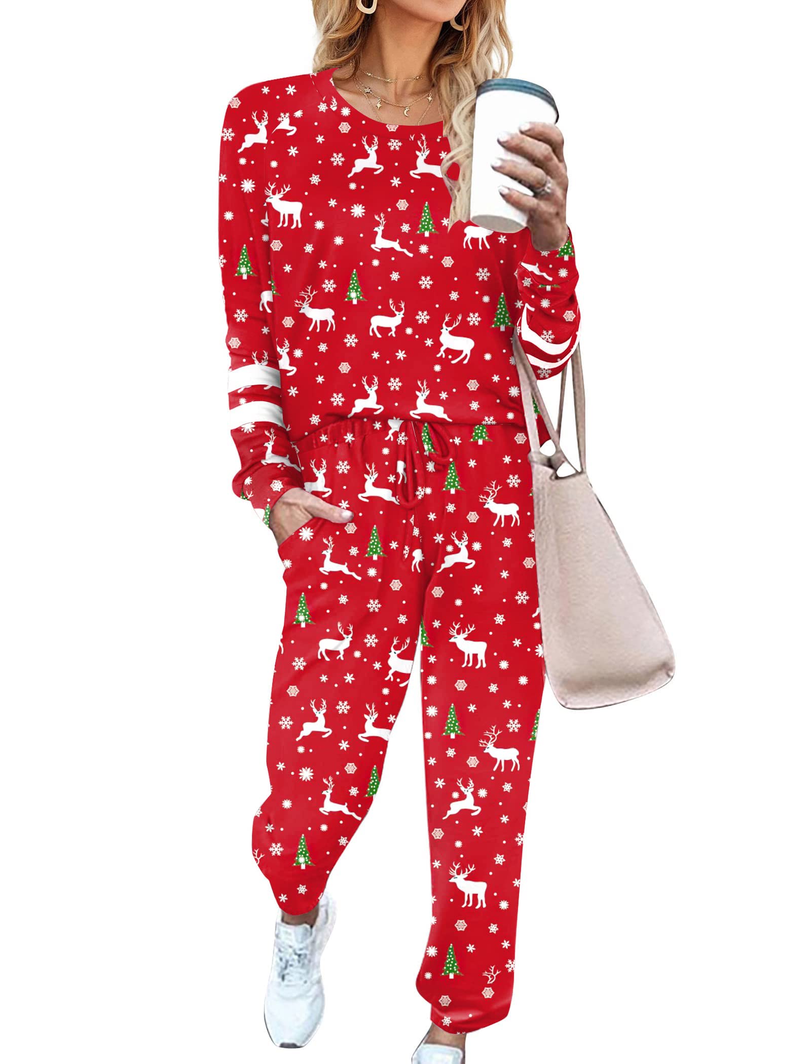 Ekouaer Sweatsuits Womens Loungewear Set Tracksuit Long Sleeve Pajamas Set
