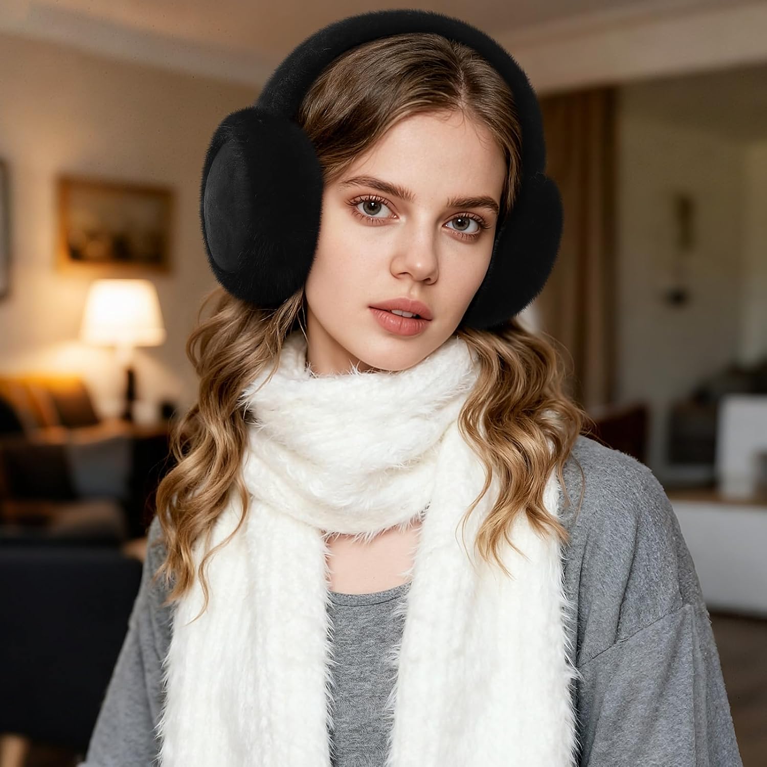 Tavaleu Ear Muffs for Winter Women, Foldable Fuzzy Earmuffs Faux Fur Warm Ear Warmers Covers Cold Weather - Image 6