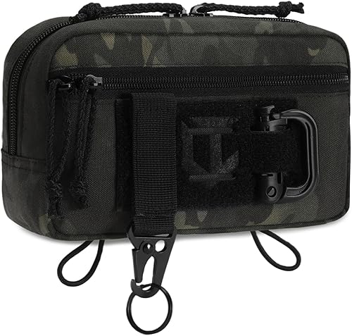 Miniatura 8 de Bolsa táctica de administración cortada con láser MOLLE EDC Organizador de herramientas con mosquetón y llavero Modular Dangler Utility Sack