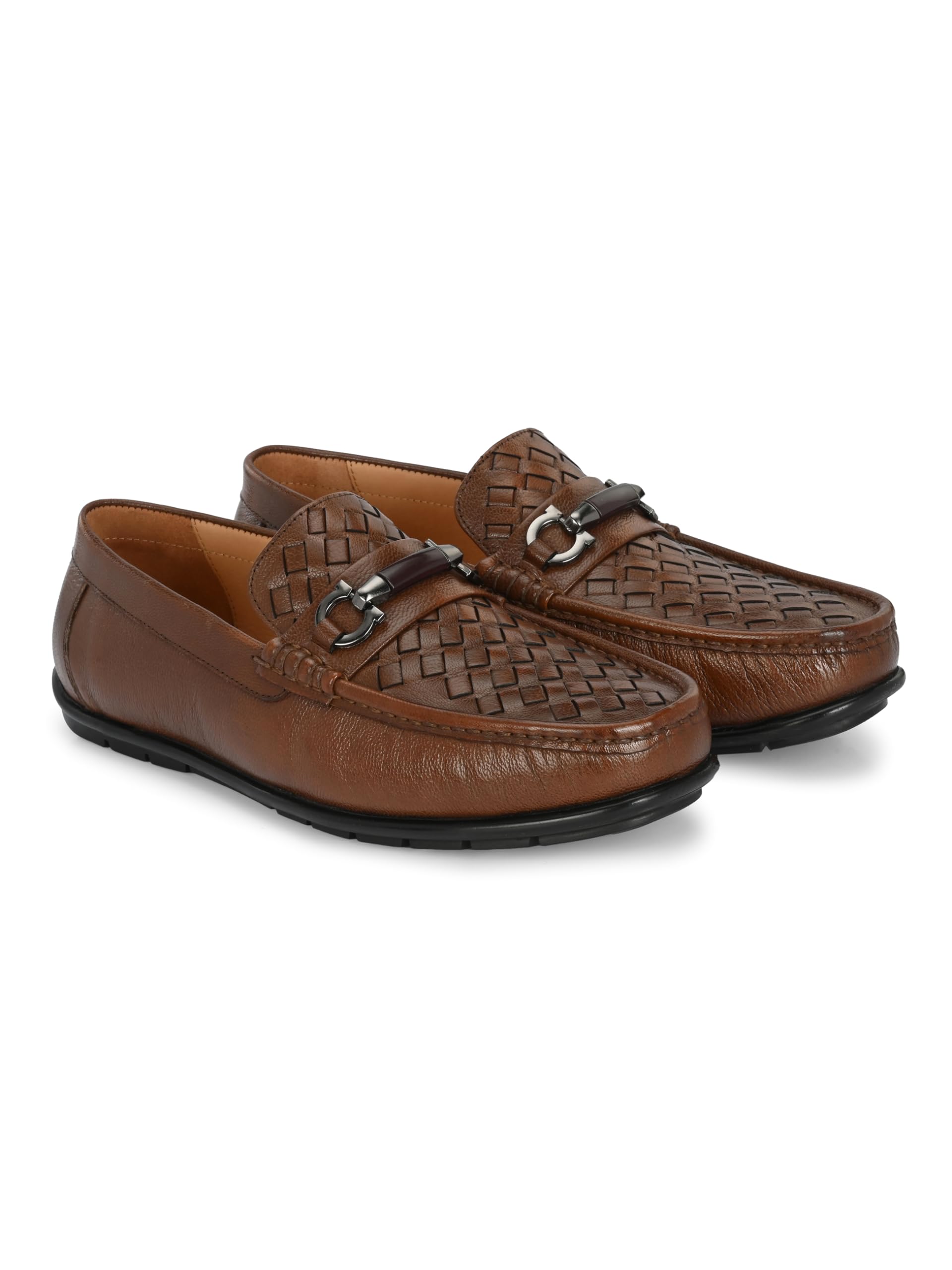 san frissco Men's Textured Genuine Leather Loafer Lightweight Woven Moccasins Formal, Casual Driving Shoes for Men | Synthetic Leather | Cushioned Footbed Designed for All Seasons-picture-35