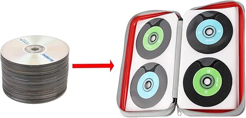 Miniatura 36 de UENTIP Estuche portátil para CD de capacidad para 96, portátil y de plástico duro, organizador de CD, cartera, almacenamiento de DVD (96, naranja)