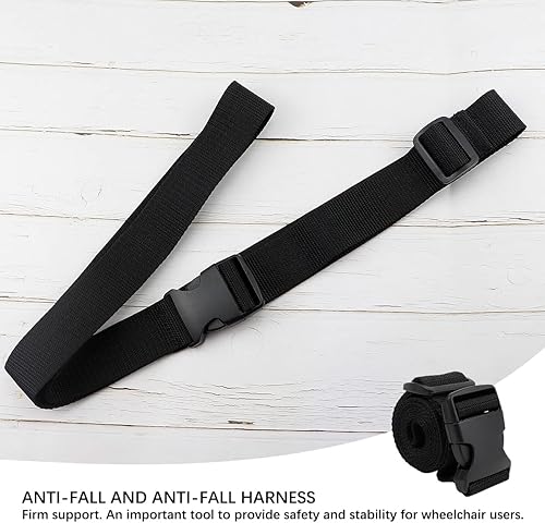 Miniatura 5 de Correa de seguridad para silla de ruedas, 60 pulgadas de largo, color negro, antideslizante, anticaídas