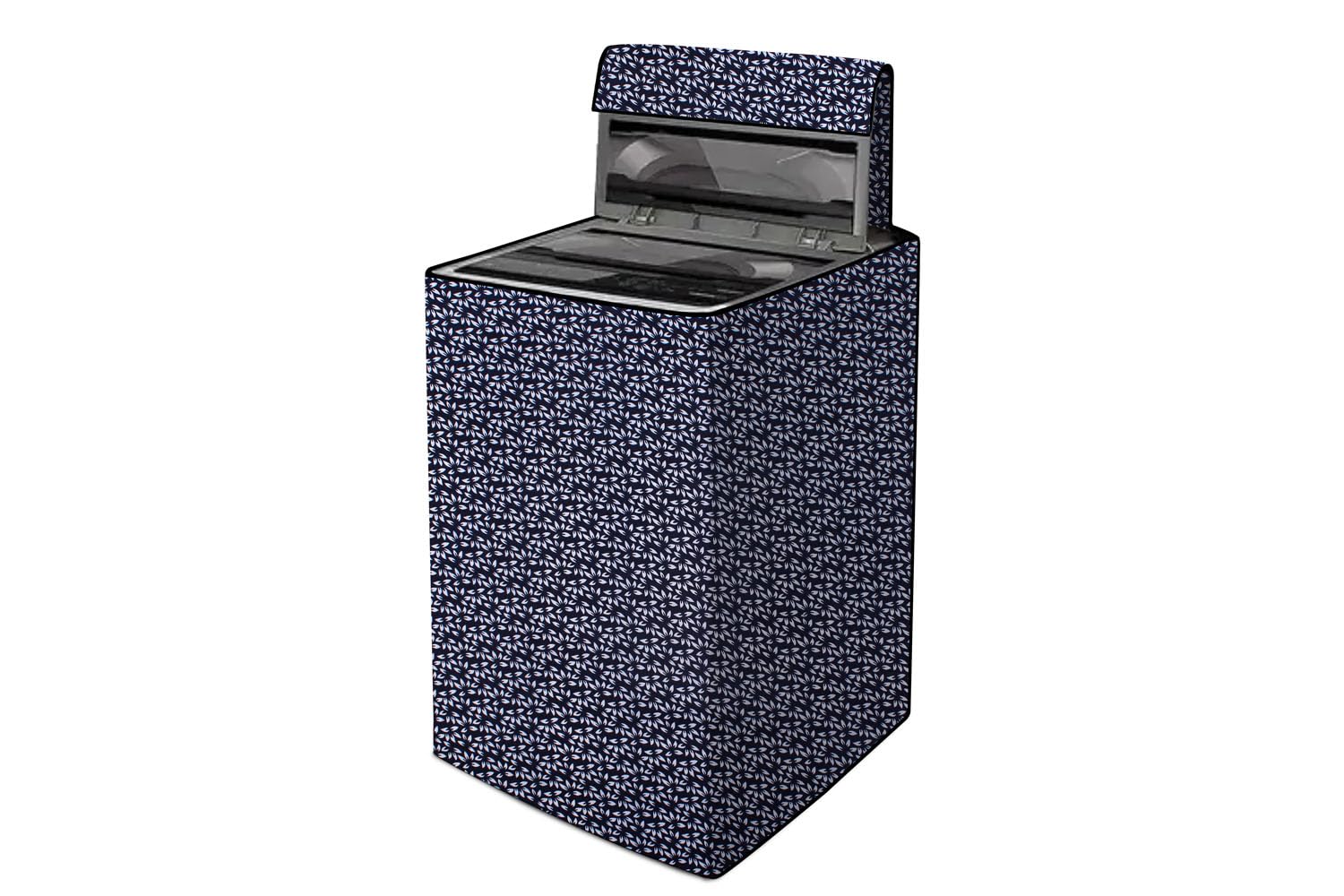 The Furnishing Tree Waterproof and Dustproof Polyester Washing Machine Cover Top Loading Compatible for Samsung Back Panel, 8.5 kg, 9 kg, 9.5 kg, 10 kg, CM-(63x63x92), Leaf Pattern Blue