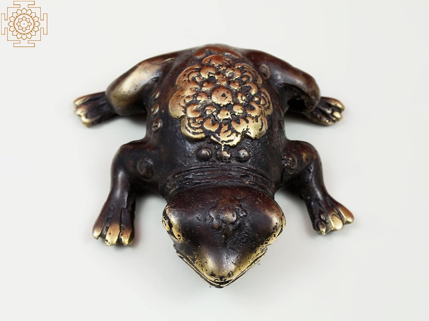 Exotic India 2" Small Brass Frog - Brass - Color Antique Black Gold