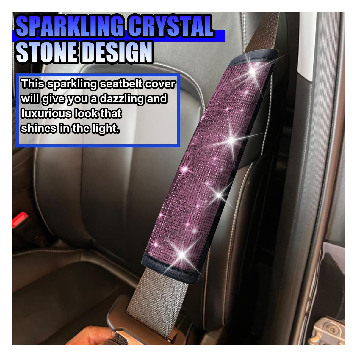 2 almohadillas brillantes para cinturón de seguridad de automóvil, cojín para cinturón de seguridad de automóvil, funda de correa de asiento de vehículo para mujer, accesorios de decoración