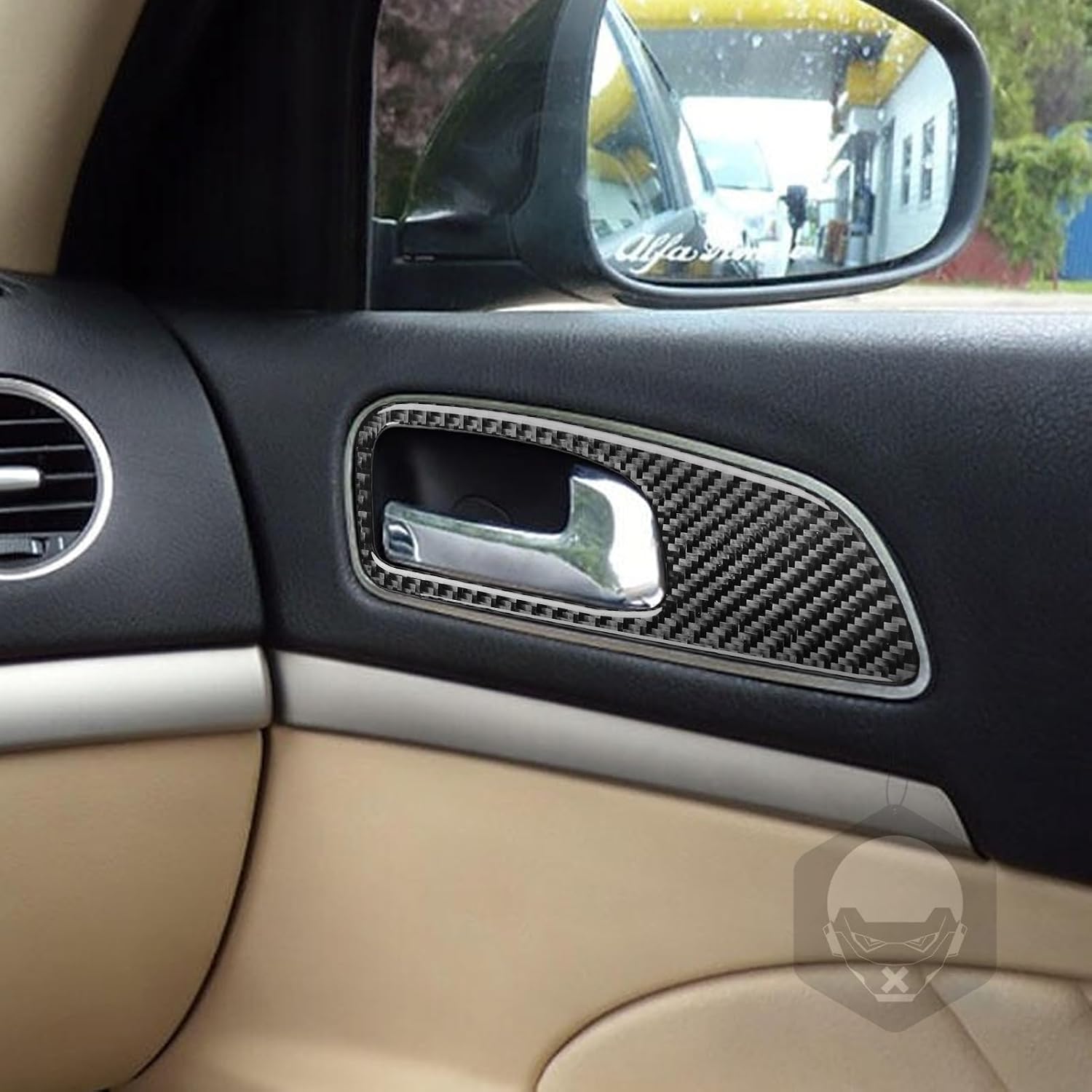 Carbon Fiber Car Accessories Decoration Cover Sticker Trim Compatible with Alfa Romeo 159 2005-2011. (Door Handle 11, Glossy Black)