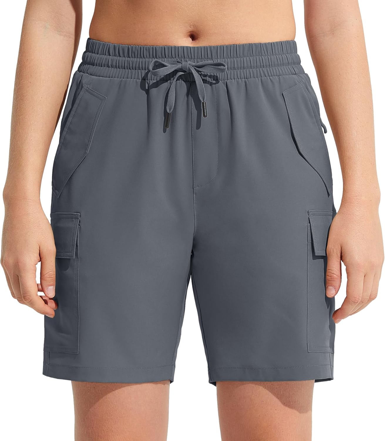 MOCOLY Womens Hiking Cargo Shorts 8″ Quick Dry Lightweight Golf Shorts for Camping Travel Athletic with Zipper Pockets