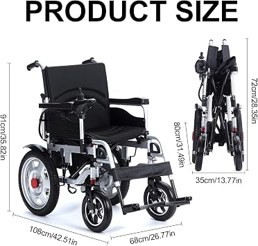 Electric Wheelchairs for Adults,Electric Wheelchair Lightweight Foldable,2x250W Motor Power Wheelchairs,All Terrain Motorized Wheelchair for Seniors,12 Long Range Electric Wheelchair-Airline Approved