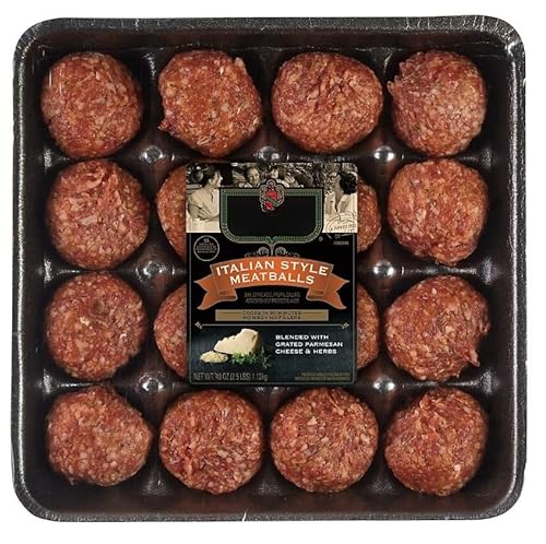 Parmesan Italian Style Pork Meatballs , Italian Style Meatballs are crafted with a savory blend of premium meats, real Parmesan cheese, and traditional Italian herbs. Each meatball is tender, cheesy, and packed with bold, authentic flavor that brings a taste of Italy to your table. Perfect for pasta, subs, or as a hearty appetizer, they make every meal feel like a special occasion. 16 ct [ 40 oz , 2.5 ]