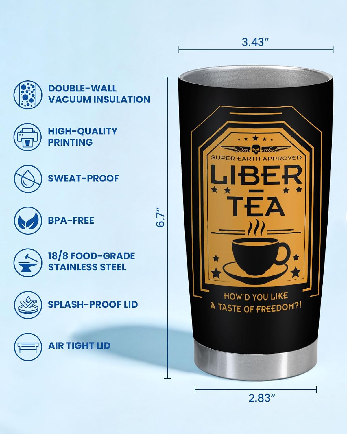 34HD Liber Super Earth Approved Game 20 oz Tumbler, Patriotic Gift image 2