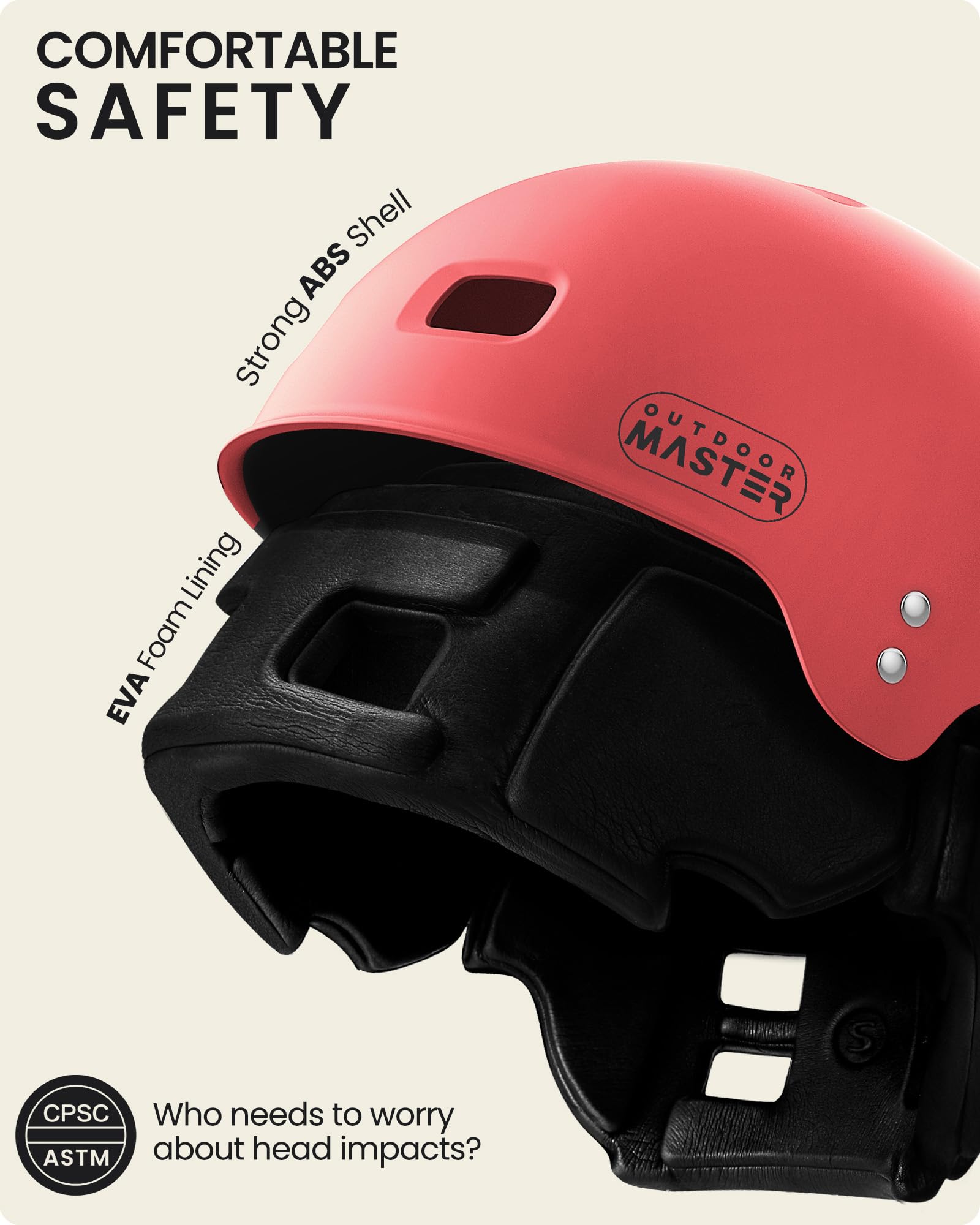 OutdoorMaster Kayak Helmet, Adjustable Surf Helmet with Ear Pads
