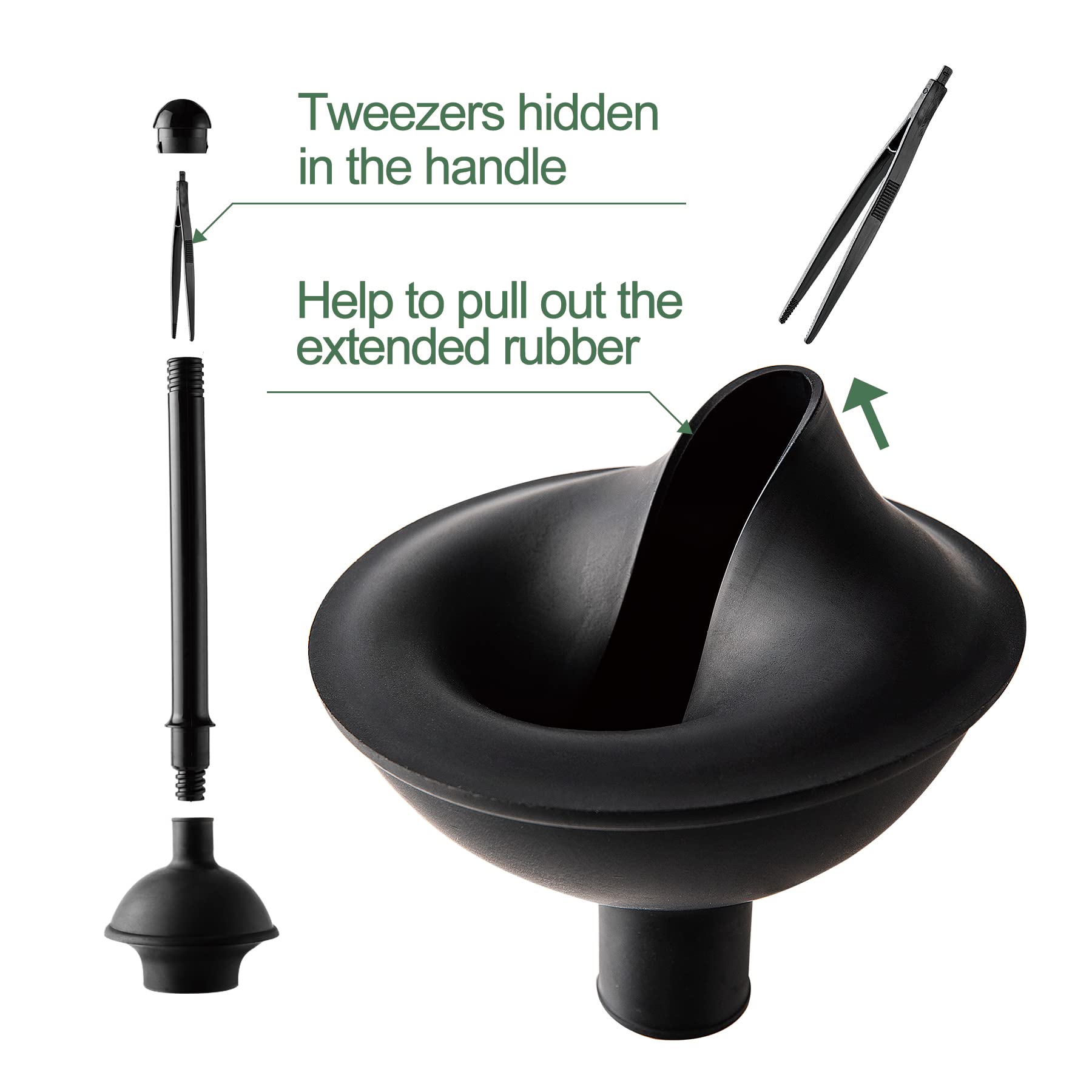 Eyliden Set 2 In 1 Stantuffo E Scopino Per WC Con Supporto: Soluzione Compatta Per La Pulizia Del Bagno (Nero)
